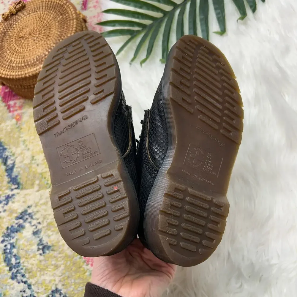 Dr. Martens Junior 1460 Reptile Emboss Ankle Boots Kids 3 Black Leather Lace Up - Picture 8 of 9